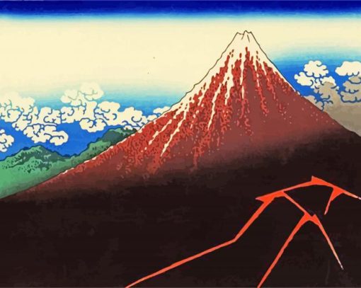 Rainstorm Beneath The Summit By Hokusai paint by numbers