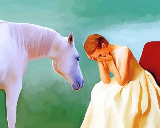 Sad Girl And Horse paint by number