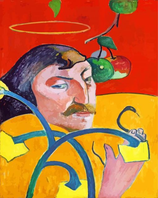 Self Portrait With Halo And Snake By Gauguin paint by numbers