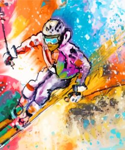 Skiing Colorful Art paint by numbers