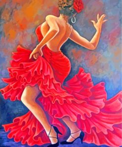 Spanish Dancer Red Dress paint by numbers