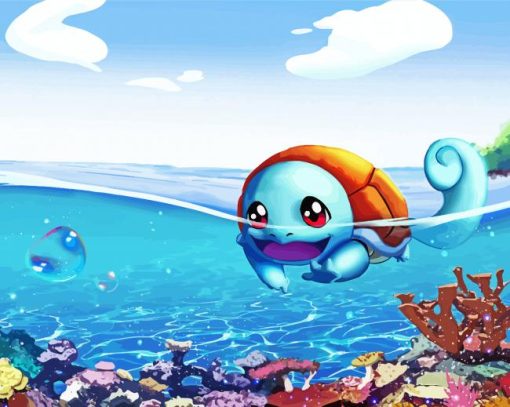 Squirtle Swimming paint by numbers