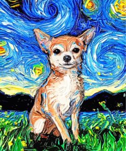 Starry Night Chihuahua paint by number