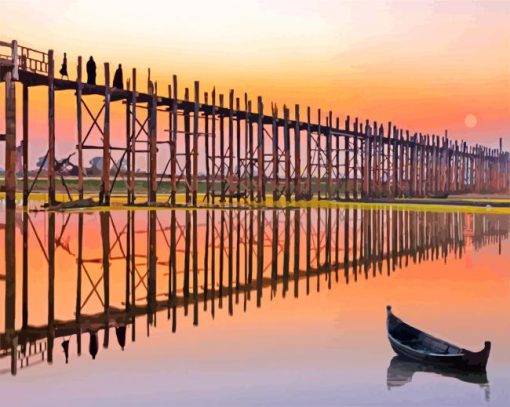 U Bein Bridge Myanmar paint by numbers