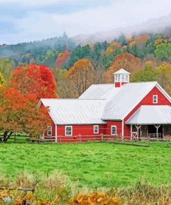 Vermont Autumn Farm paint by number