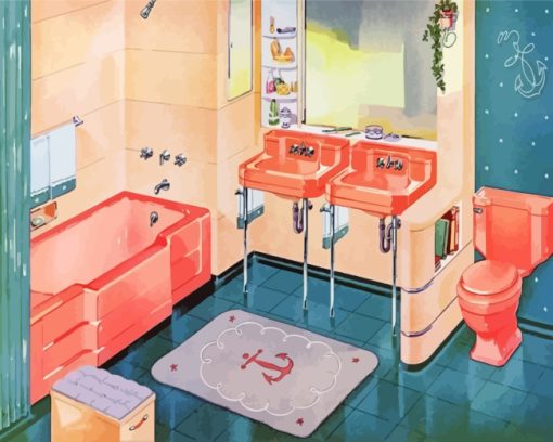 Vintage Bathroom paint by numbers