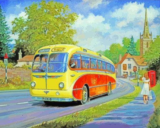 Vintage City Bus paint by numbers