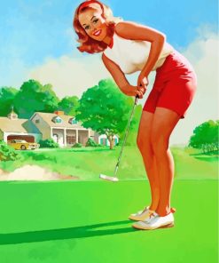 Vintage Golfer Woman paint by number