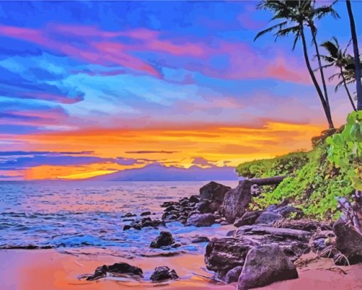 West Maui Sunset Glow paint by numbers