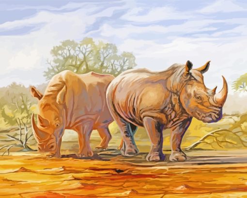 Wild Rhinos Art paint by numbers