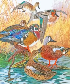 Wood Ducks paint by numbers