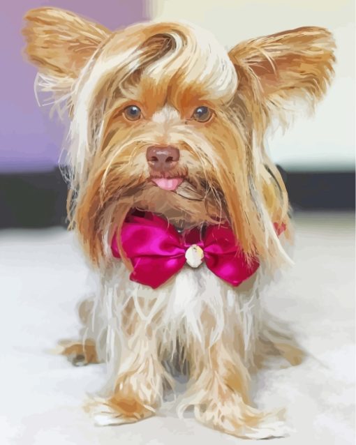 Yorkie With Tie Bow Paint by numbers