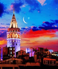 Aesthetic Galata Tower paint by number