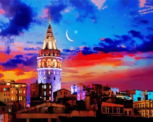 Aesthetic Galata Tower paint by number