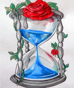 Hourglass With Water And Rose paint by numbers