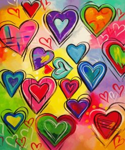 Aesthetic Colorful Hearts paint by numbers