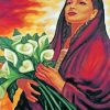 Hispanic Woman And White Flowers paint by numbers