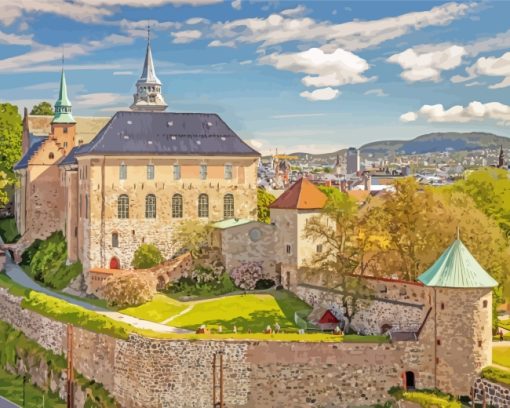 Akershus Fortress Castle Oslo Paint by numbers