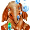 Baby Elephant And Bubbles paint by numbers