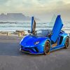 Blue Lamborghini paint by numbers