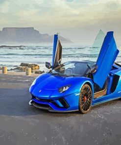 Blue Lamborghini paint by numbers