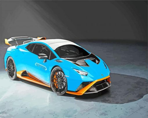 Aestehtic Cyan Lamborghini paint by numbers