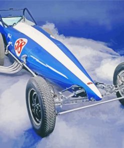 Blue Dragster Car paint by number