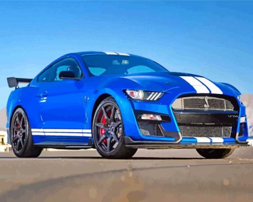 Blue Ford Shelby Gt500 paint by numbers