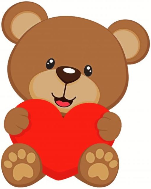 Brown Bear And Heart paint by number