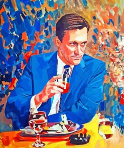 Classy Man Eating And Drinking paint by number