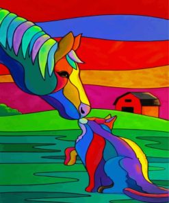 Colorful Horse And Cat paint by numbers