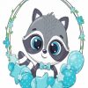 Cute Baby Raccoon paint by numbers