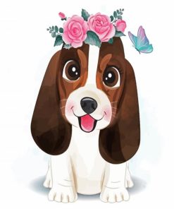 Cute Basset Hound paint by number