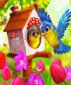 Cute Birds And Bees paint by number