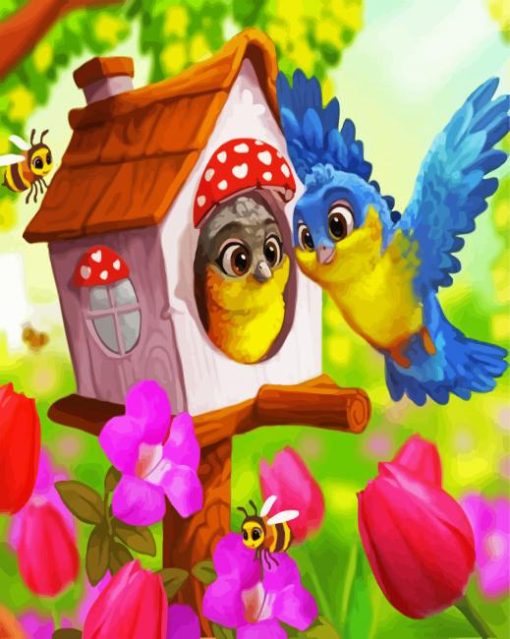 Cute Birds And Bees paint by number