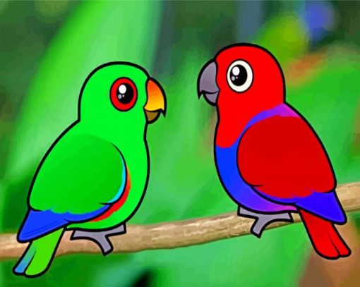 Cute Eclectus Birds paint by number