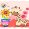 Cute Giraffe And Plant paint by number