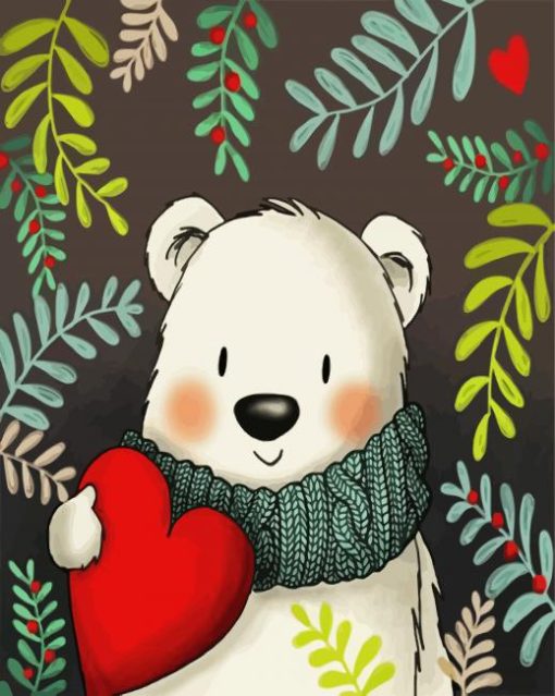 Cute White Bear paint by numbers