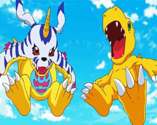 Digimon Agumon And Gabumon Anime paint by numbers