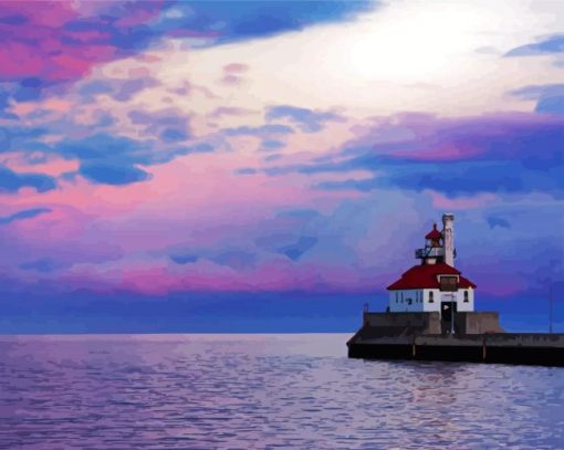 Duluth Harbor South Breakwater Light Silhouette paint by numbers