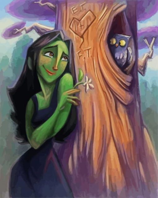 Elphaba And Owl - paint by number