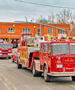 Firetrucks paint by numbers