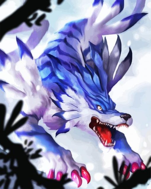 Garurumon Digimon paint by numbers