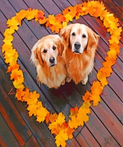 Golden Retriever Puppy In Leaves paint by numbers