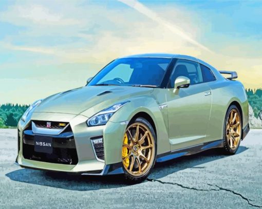 Grey Nissan Gtr paint by numbers