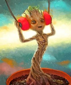 Groot Listening To Music paint by numbers