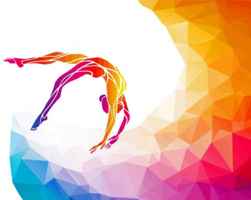 Gymnastic woman colorful silhouette paint by numbers