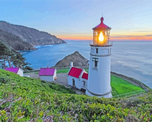 Haceta Head Lighthouse Oregon paint by numbers