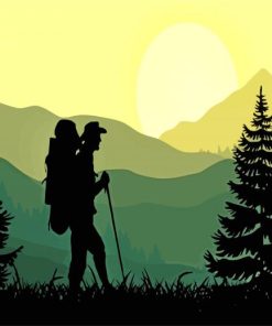 Hiking Man Silhouette paint by numbers