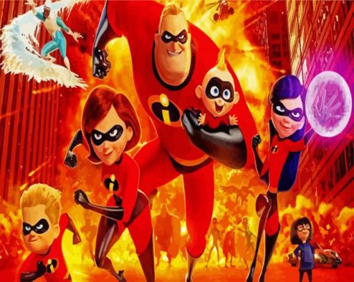 Incredibles Disney Movie paint by numbers